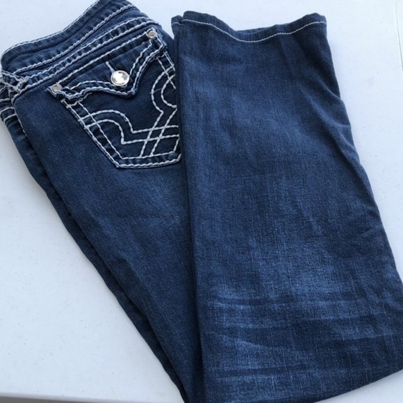 VINTAGE L.A. IDOL BOOTCUT JEANS 37x31 CRYSTALS 💎 - Picture 7 of 8